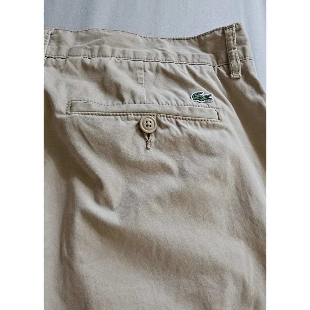 Lacoste Mens 38 Beige Chino Pants Classic Fit Cotton Twill Trousers Quiet Luxury